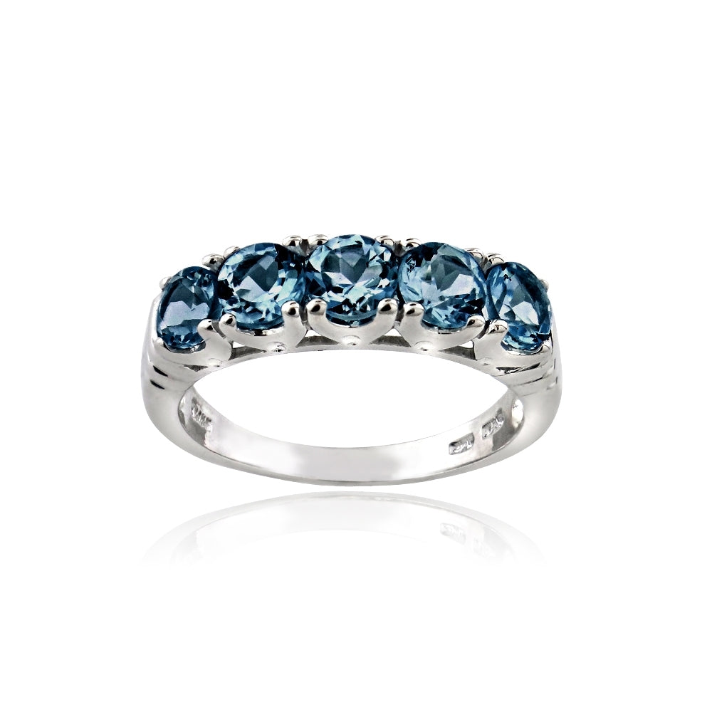 Sterling Silver London Blue Topaz Half Eternity Band Ring