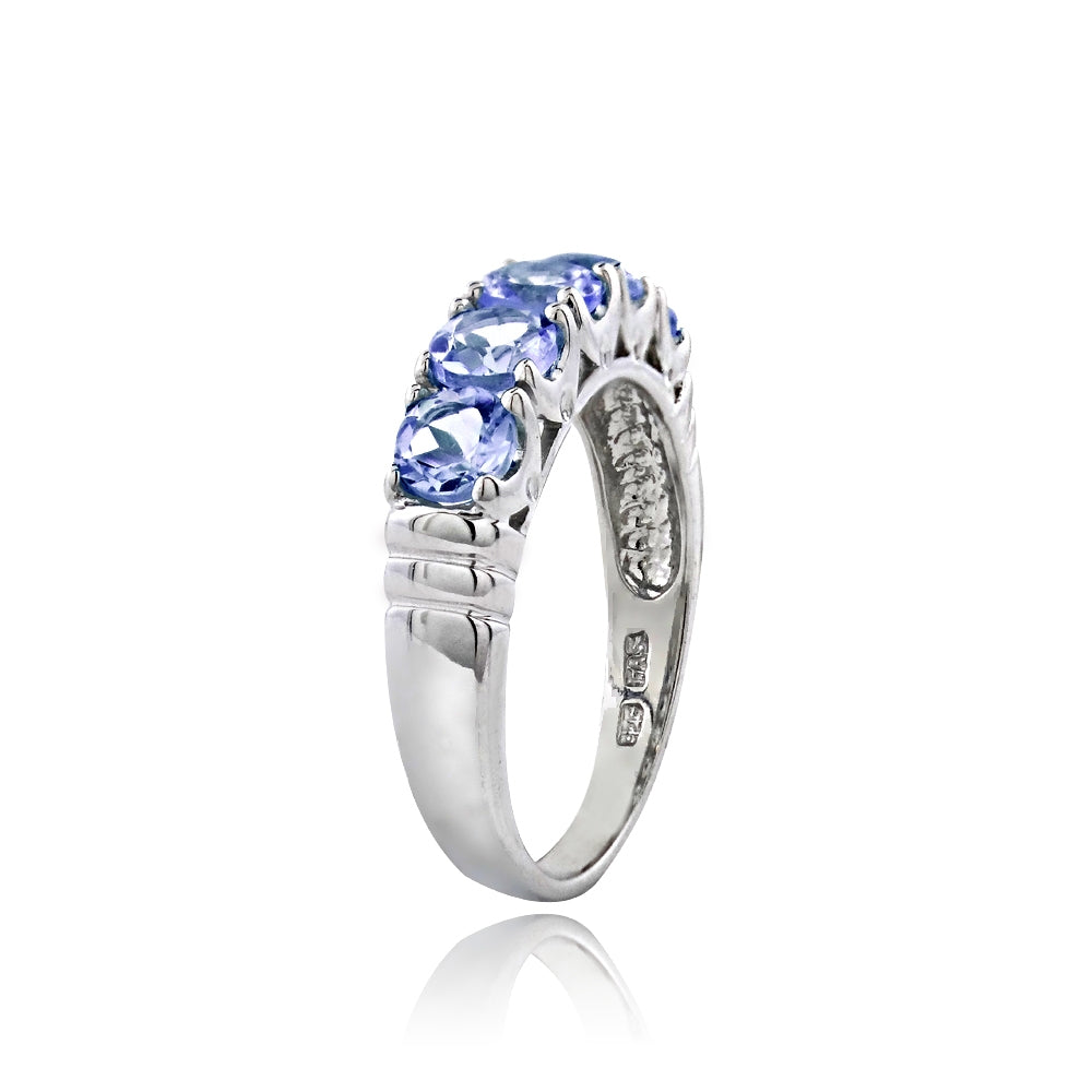Sterling Silver Tanzanite Half Eternity Band Ring-2