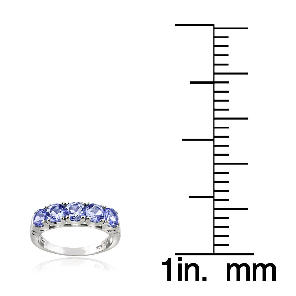 Sterling Silver Tanzanite Half Eternity Band Ring-3