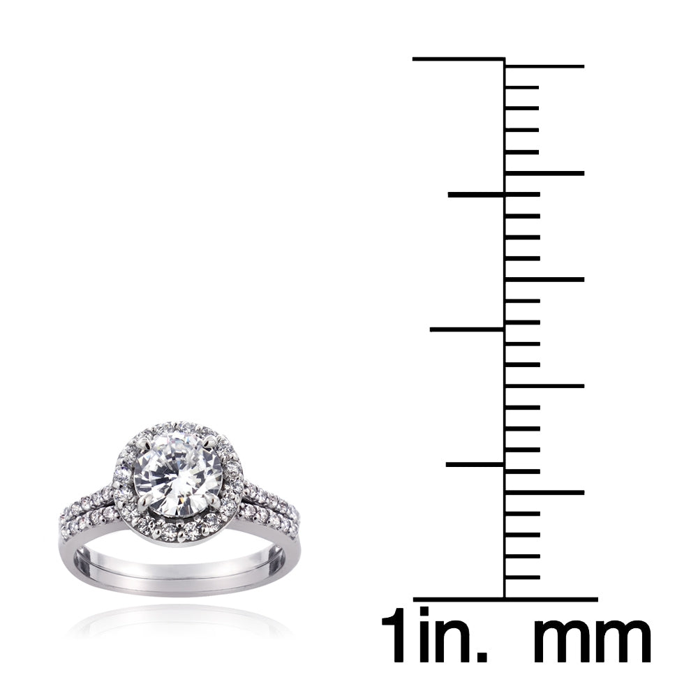 Sterling Silver 1 1/3ct CZ Bridal Engagement Ring Set-3