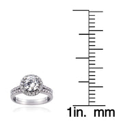 Sterling Silver 1 1/3ct CZ Bridal Engagement Ring Set