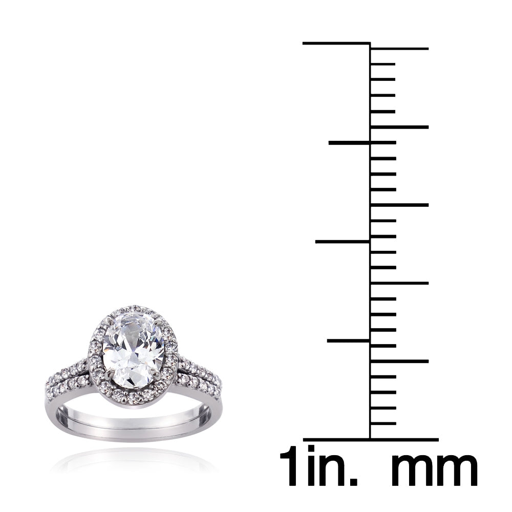 Sterling Silver 1.ct CZ Oval Bridal Engagement Ring Set-3