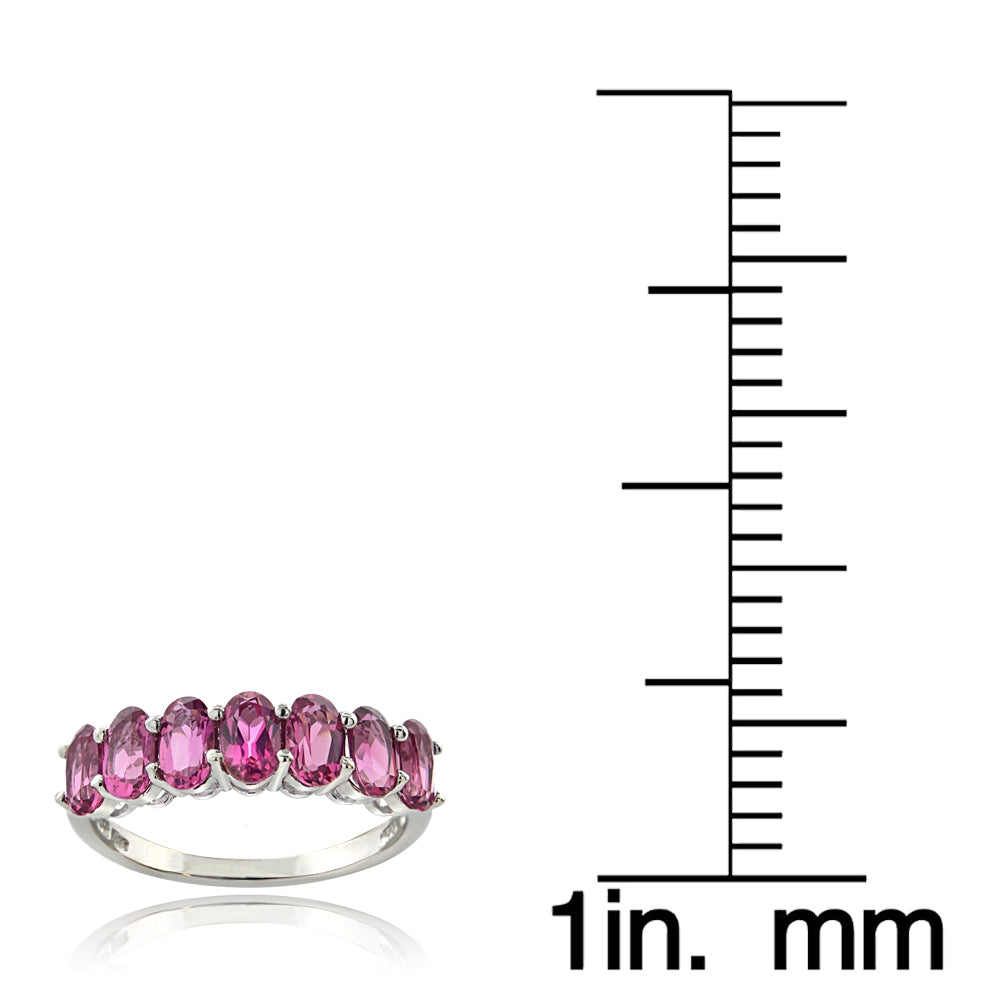 Sterling Silver 1. ct Pink Tourmaline Oval Half Eternity Band Ring-3