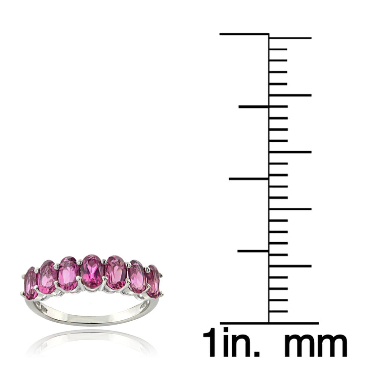 Sterling Silver 1. ct Pink Tourmaline Oval Half Eternity Band Ring
