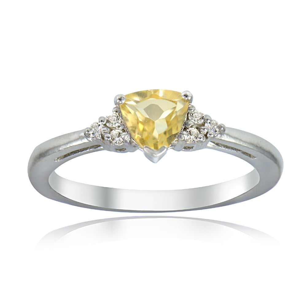Sterling Silver Citrine and White Topaz Trillion-Cut Ring,