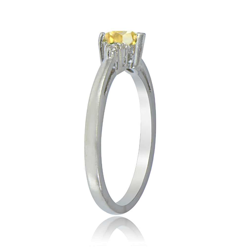 Sterling Silver Citrine and White Topaz Trillion-Cut Ring,-2