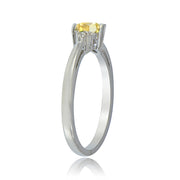 Sterling Silver Citrine and White Topaz Trillion-Cut Ring,