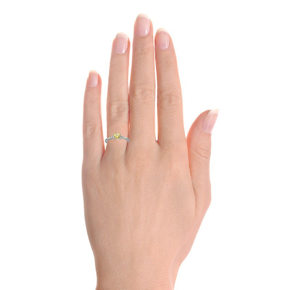 Sterling Silver Citrine and White Topaz Trillion-Cut Ring,-3