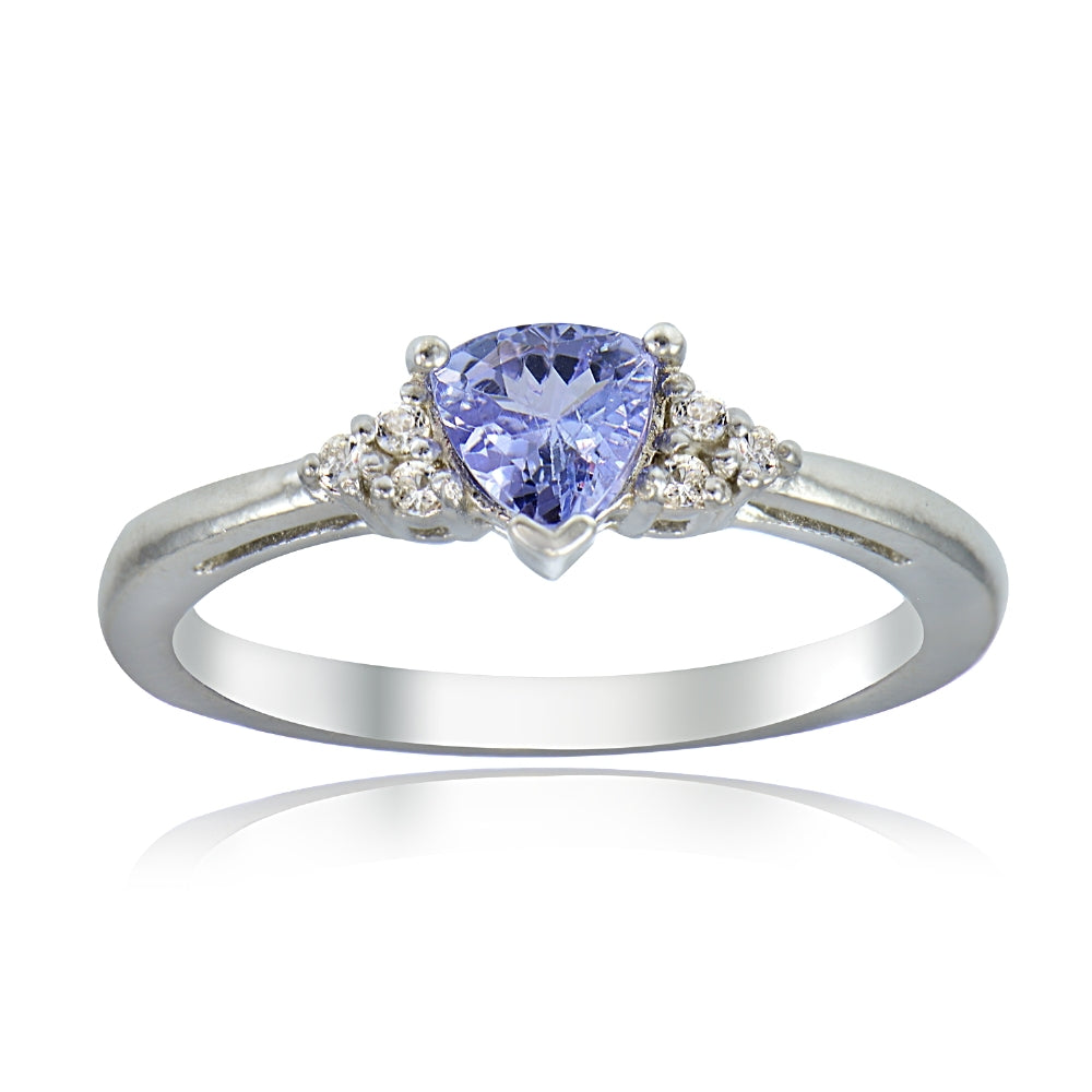 Sterling Silver Tanzanite & White Topaz Trillion-Cut Ring