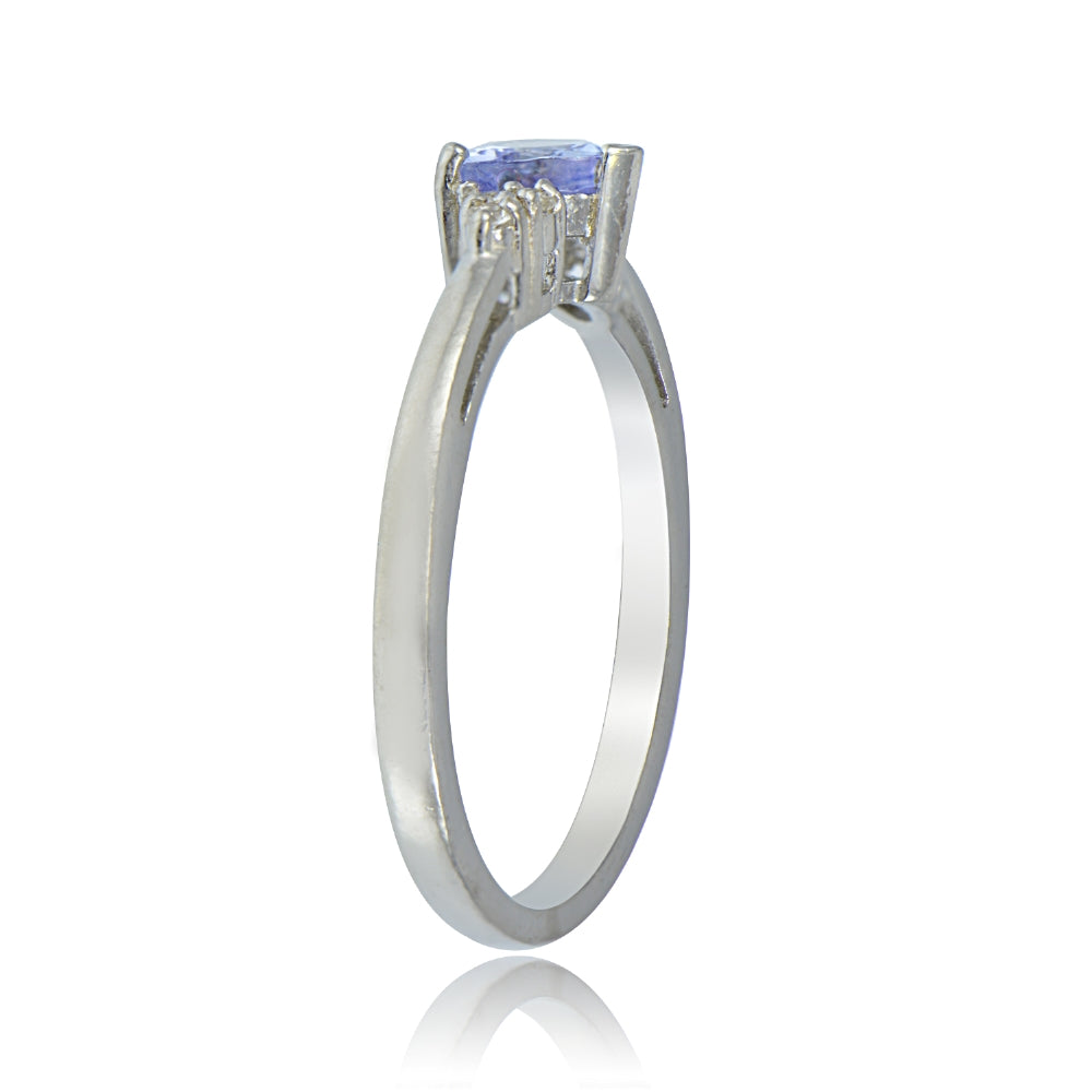 Sterling Silver Tanzanite & White Topaz Trillion-Cut Ring-2