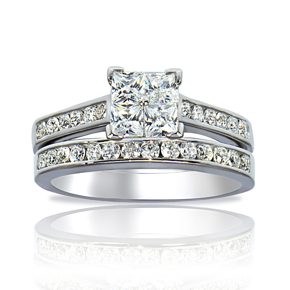 Sterling Silver 2 ct tdw Cubic Zirconia Ring Set