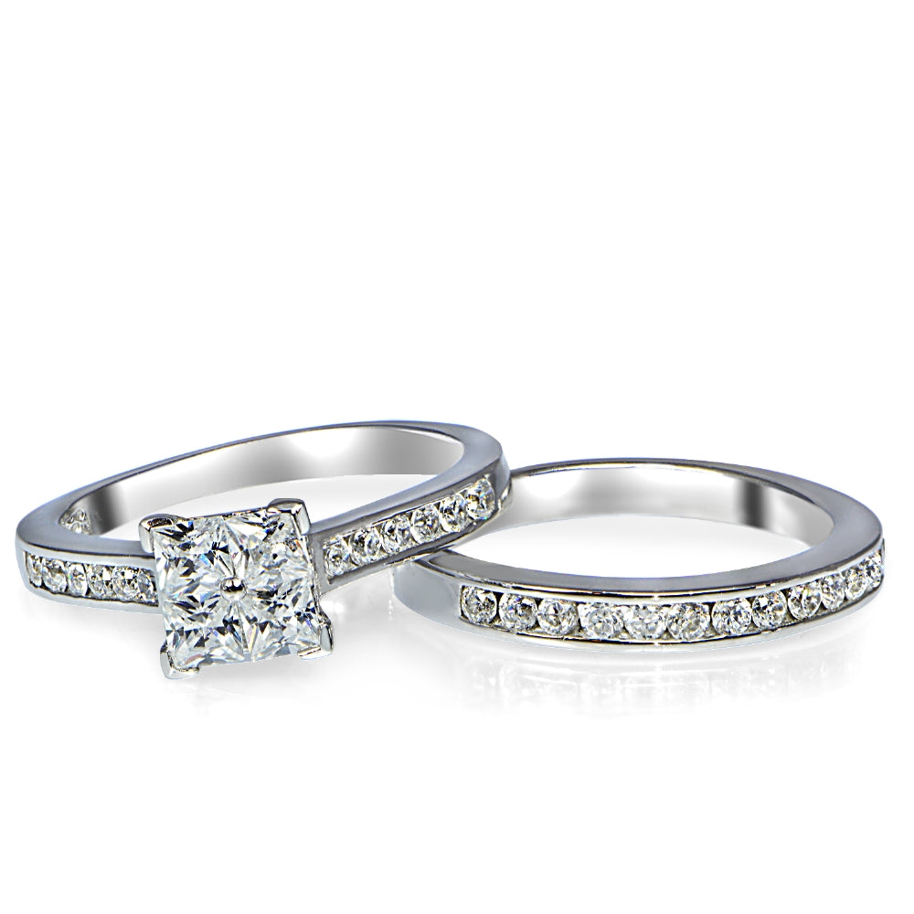 Sterling Silver 2 ct tdw Cubic Zirconia Ring Set-2