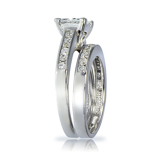 Sterling Silver 2 ct tdw Cubic Zirconia Ring Set