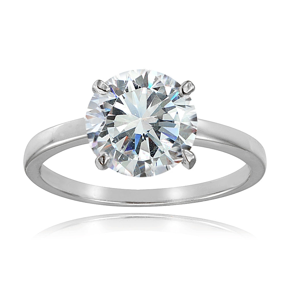 Sterling Silver 3ct Cubic Zirconia mm Round Solitaire Ring