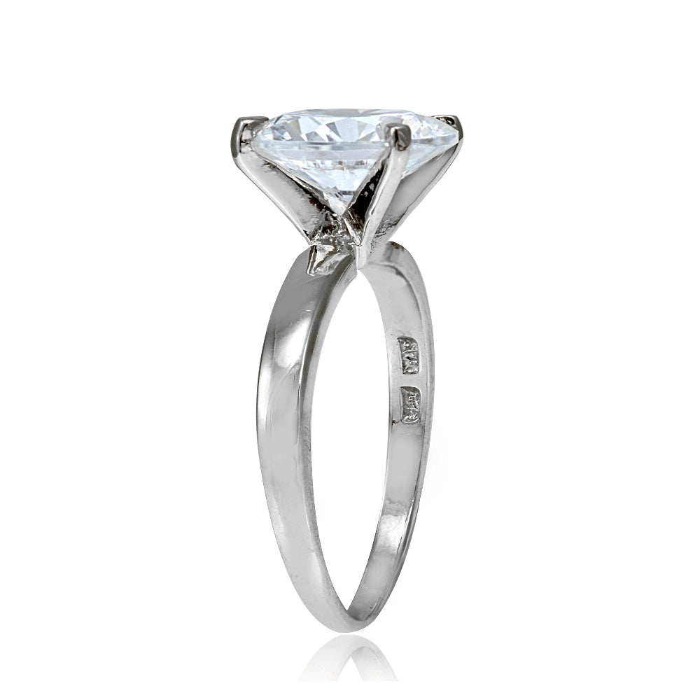 Sterling Silver 3ct Cubic Zirconia mm Round Solitaire Ring-2
