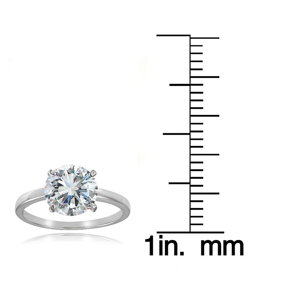 Sterling Silver 3ct Cubic Zirconia mm Round Solitaire Ring-3