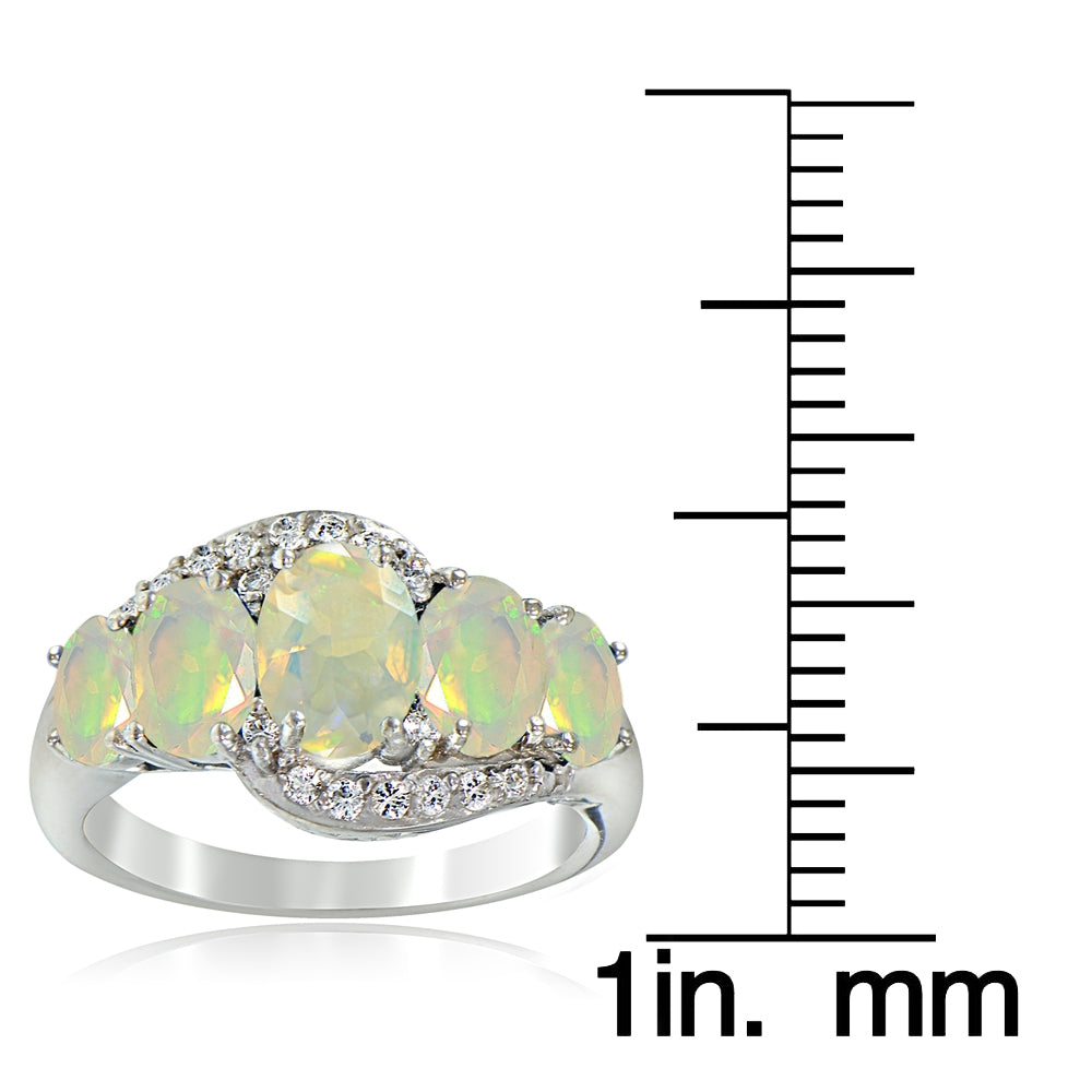 Sterling Silver 1.2ct TGW Ethiopian Opal & White Topaz -Stone Ring-3