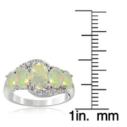 Sterling Silver 1.2ct TGW Ethiopian Opal & White Topaz -Stone Ring
