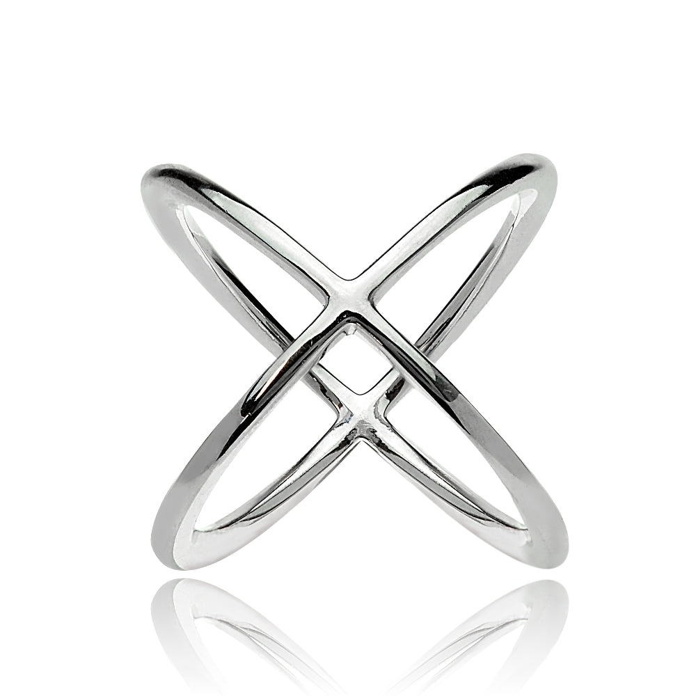 Sterling Silver Polished Criss-Cross X Ring