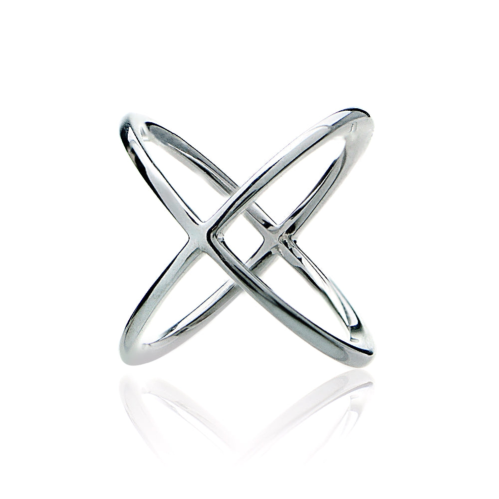Sterling Silver Polished Criss-Cross X Ring-2