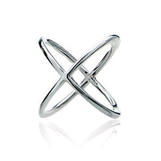 Sterling Silver Polished Criss-Cross X Ring