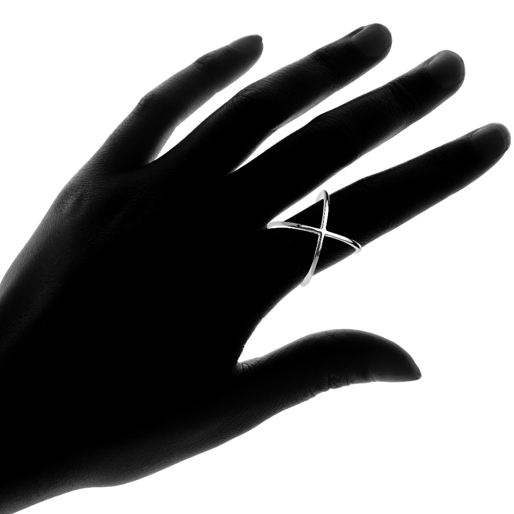 Sterling Silver Polished Criss-Cross X Ring-4