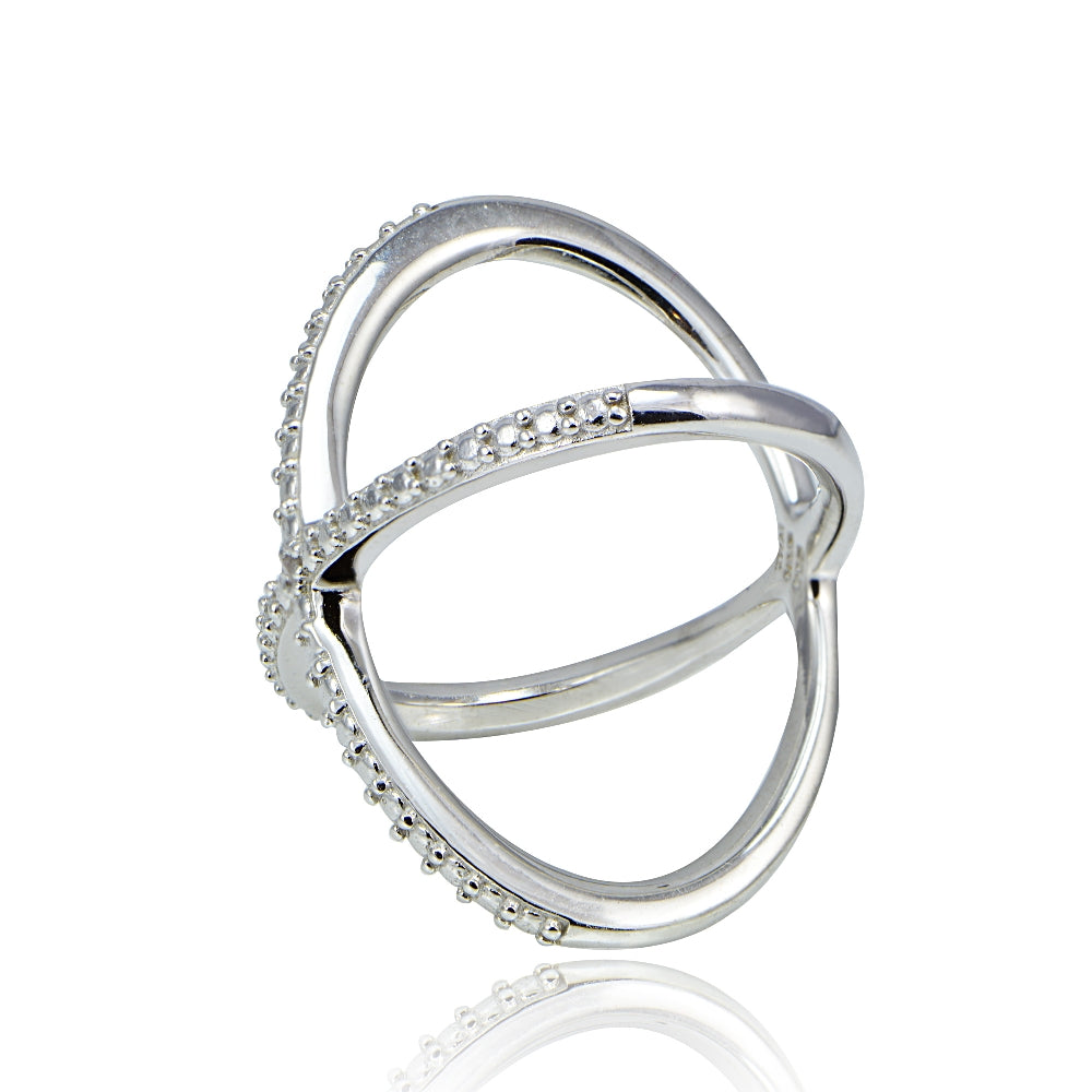 Sterling Silver Diamond Accent Criss-Cross X Ring-2