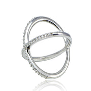 Sterling Silver Diamond Accent Criss-Cross X Ring