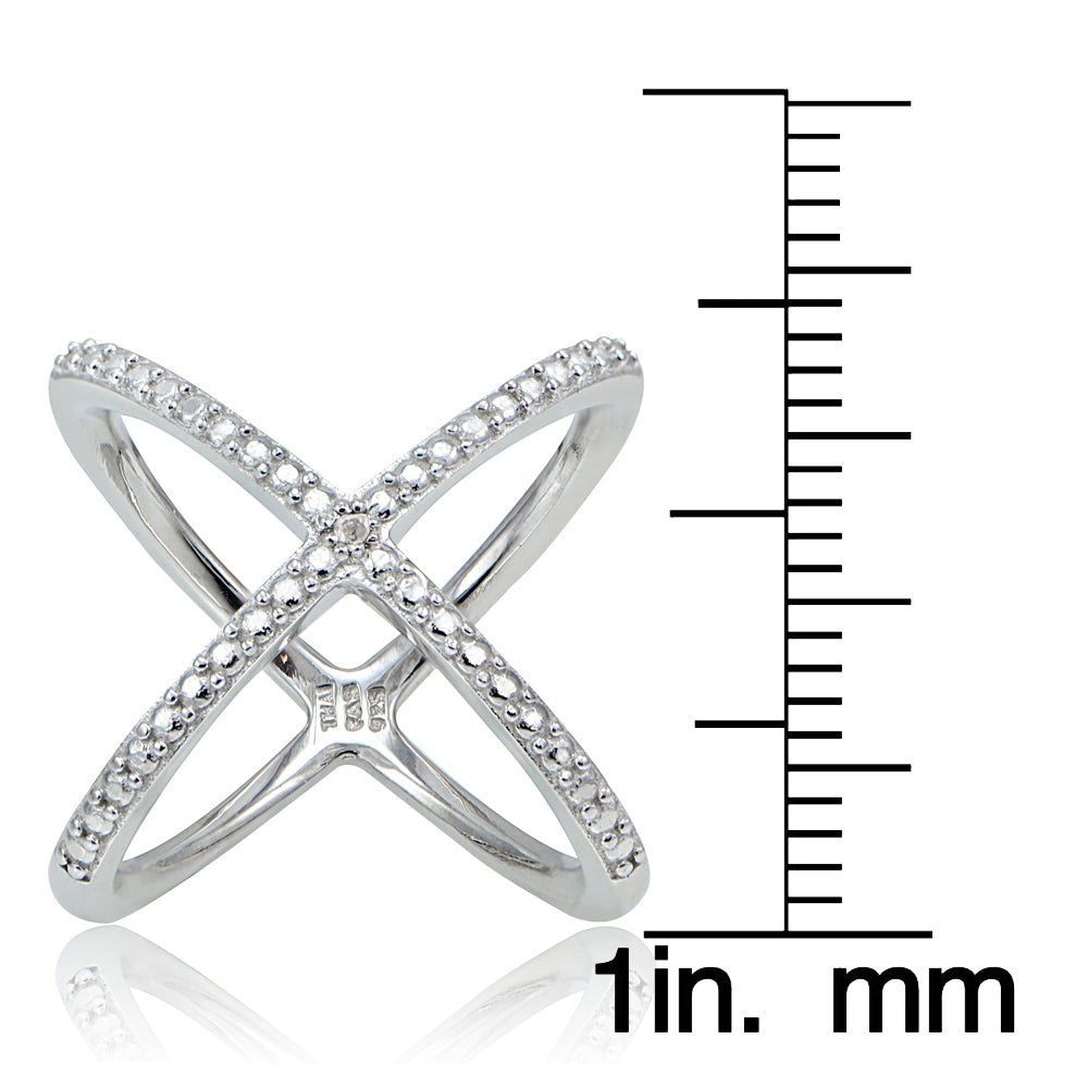 Sterling Silver Diamond Accent Criss-Cross X Ring-3