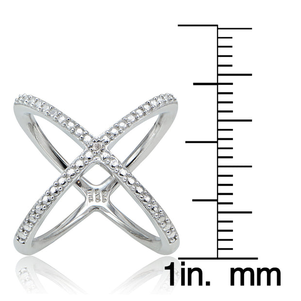 Sterling Silver Diamond Accent Criss-Cross X Ring