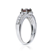 Sterling Silver Garnet and White Topaz Oval Ring