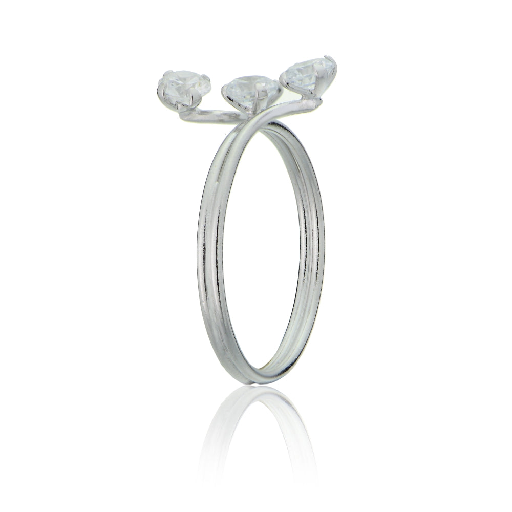 Sterling Silver Cubic Zirconia Three Stone Ring-2