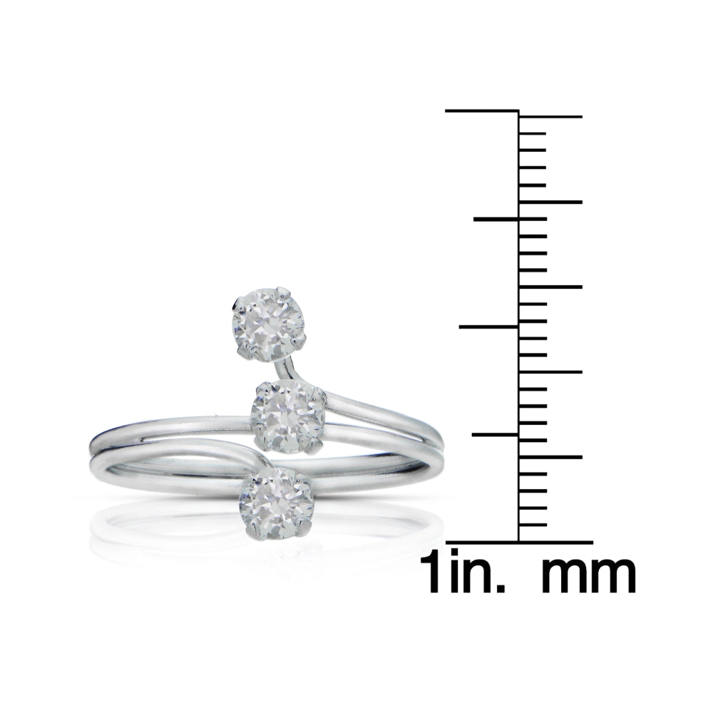 Sterling Silver Cubic Zirconia Three Stone Ring-3