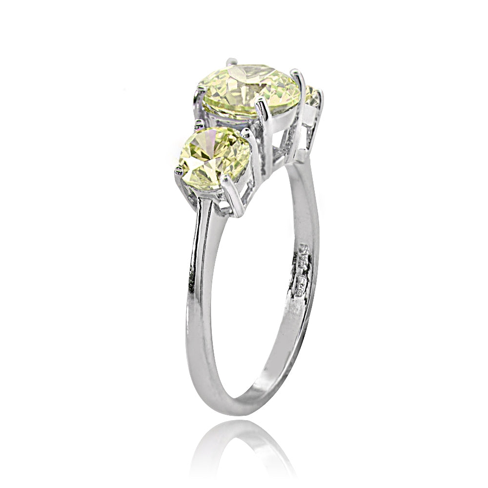 Sterling Silver Citrine Round-Cut Three Stone Ring-2