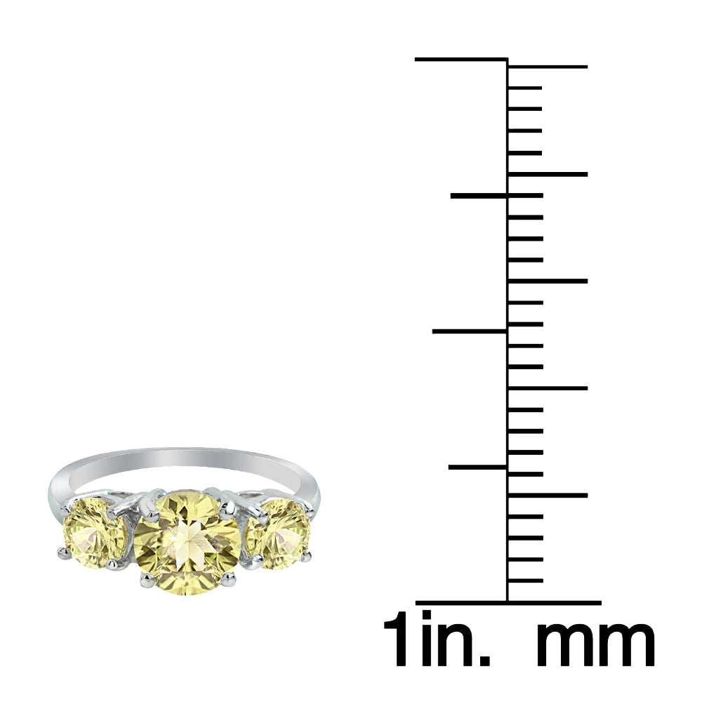 Sterling Silver Citrine Round-Cut Three Stone Ring-3
