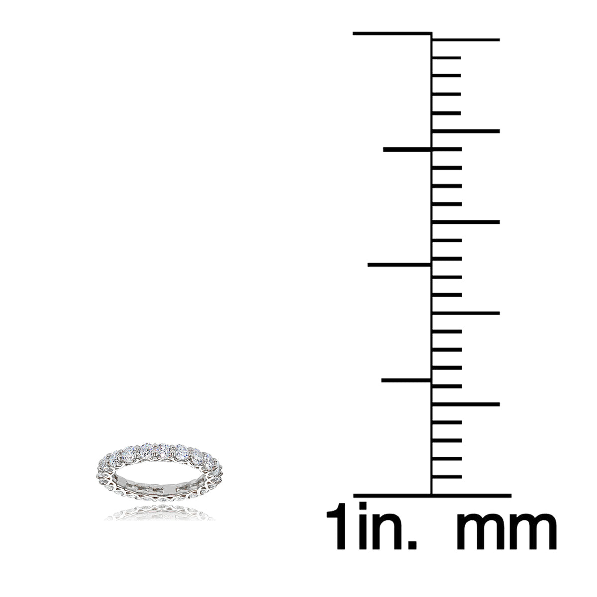 Sterling Silver Cubic Zirconia 3mm Round-cut Eternity Band Ring-3