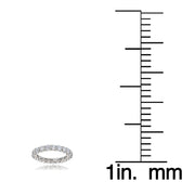 Sterling Silver Cubic Zirconia 3mm Round-cut Eternity Band Ring