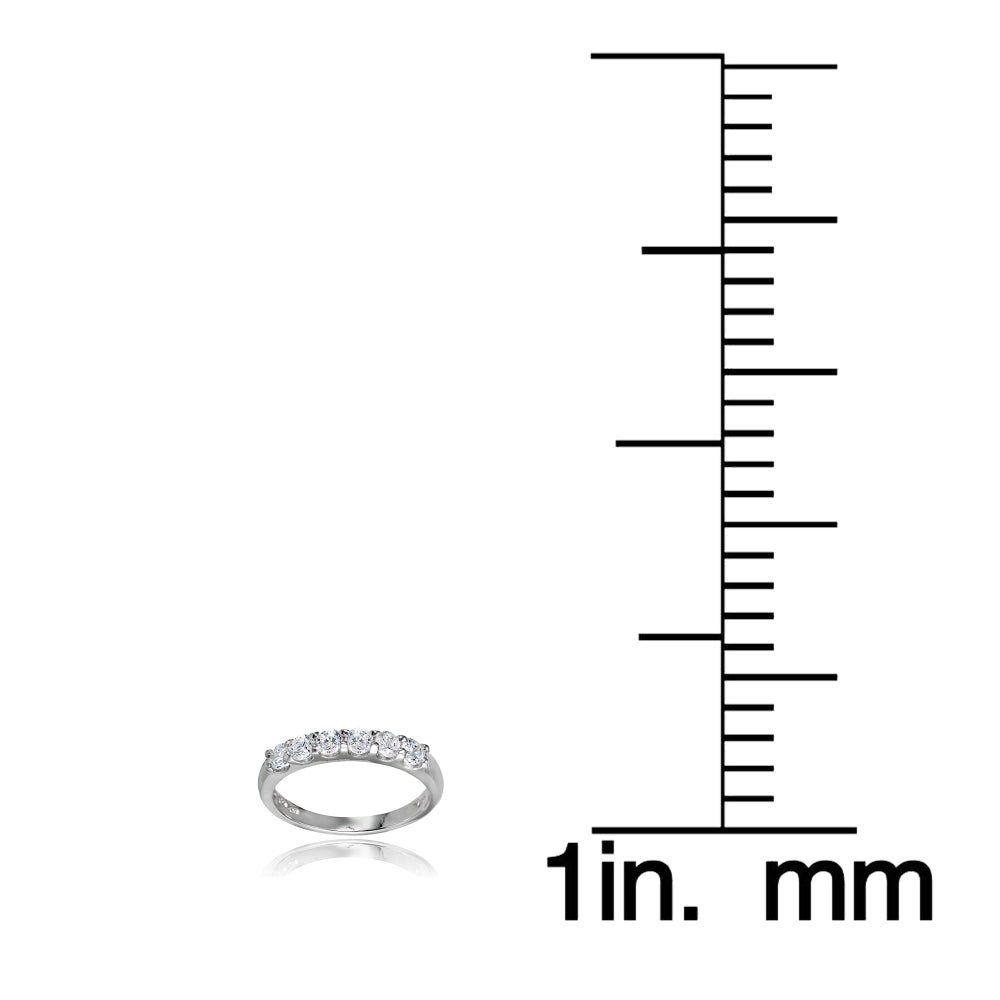 Sterling Silver Cubic Zirconia Half Eternity Anniversary Band Ring-3