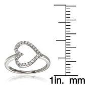 Sterling Silver Cubic Zirconia Sideway Heart Ring