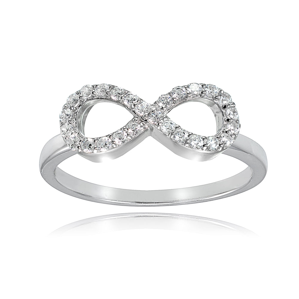 Sterling Silver Cubic Zirconia Figure Infinity Ring