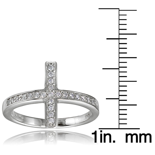 Sterling Silver Cubic Zirconia Cross Ring