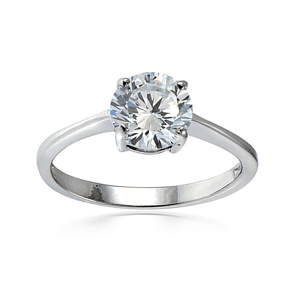 Sterling Silver 3.2ct TGW Cubic Zirconia Round Bridal Engagement Ring