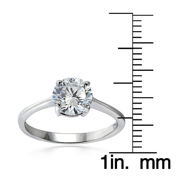 Sterling Silver 3.2ct TGW Cubic Zirconia Round Bridal Engagement Ring