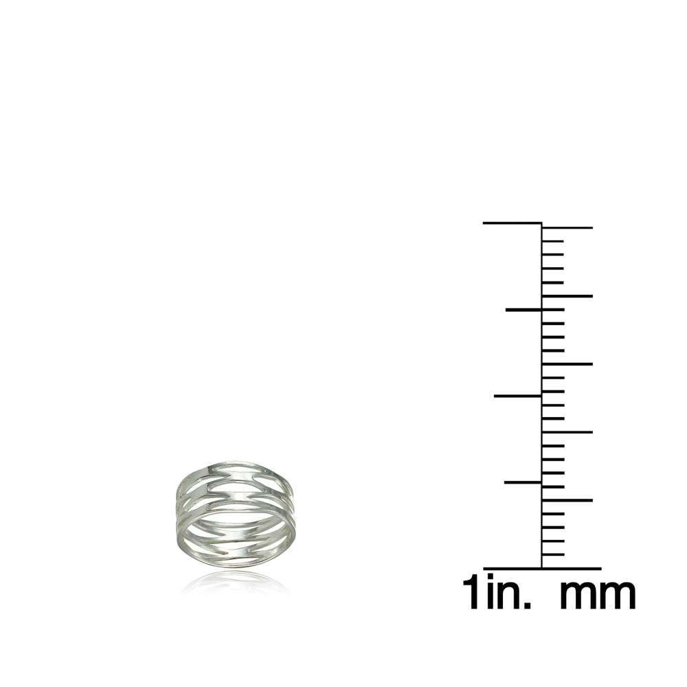 Sterling Silver High Polished Multi Wrap Band Ring,-3