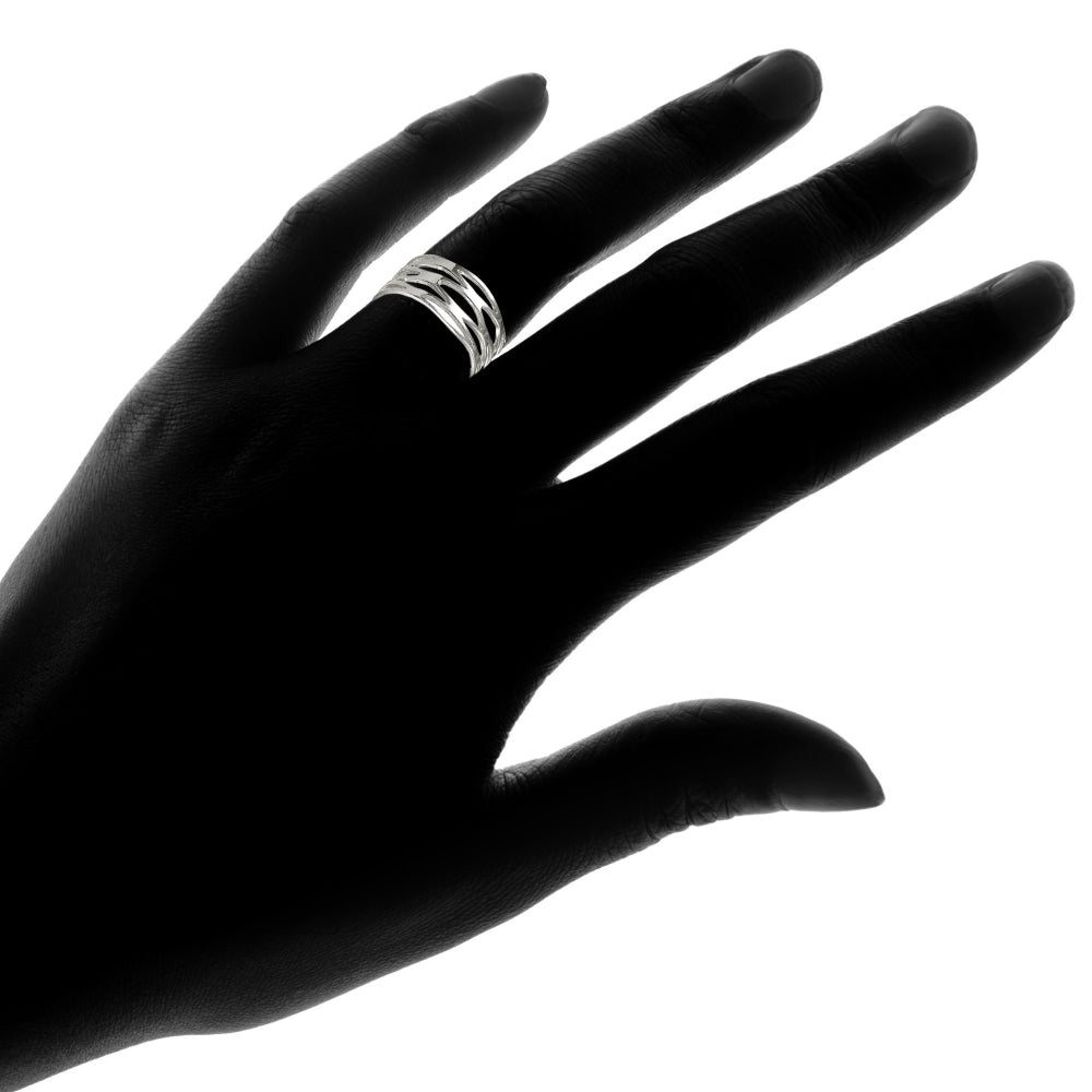 Sterling Silver High Polished Multi Wrap Band Ring,-4
