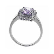 Sterling Silver Lavender & Clear CZ Ring