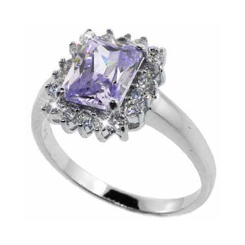 Sterling Silver Lavender & Clear CZ Ring-2