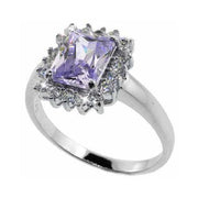 Sterling Silver Lavender & Clear CZ Ring