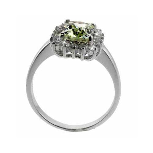 Sterling Silver Olive Green CZ & Clear CZ Ring-3