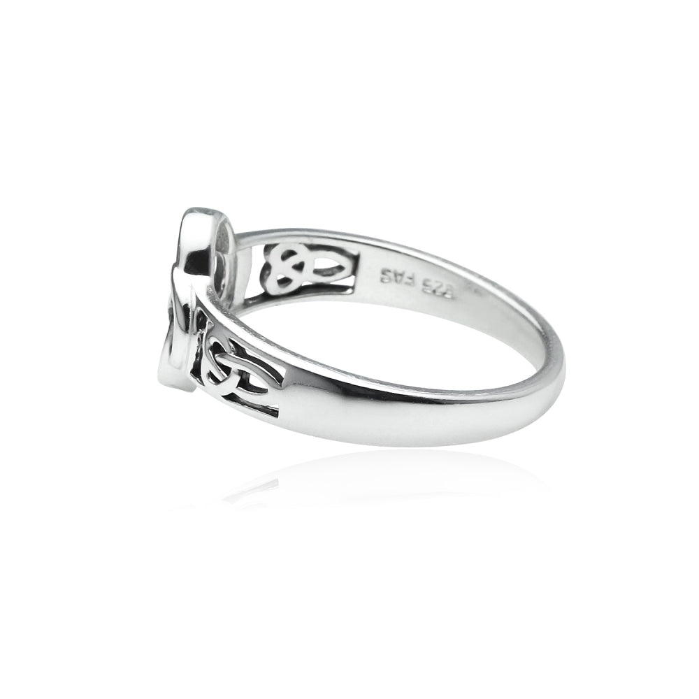 Sterling Silver Oxidized Love Knot Flower Ring,-3